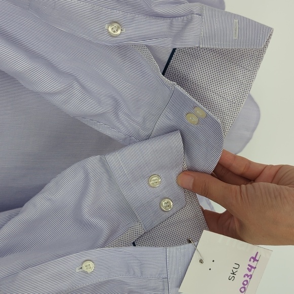 Ted Baker Button Down Dress Shirt Blue 17 32/33 preppy classis Business casual - Picture 5 of 6